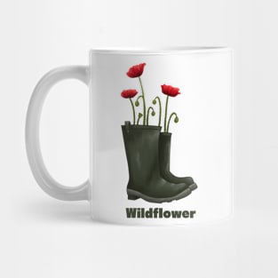 Wildflower Poppies in Rainboots Mug